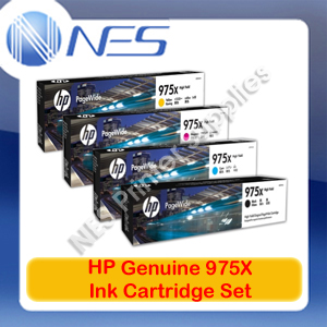 HP Genuine 975X BK/C/M/Y (Set of 4) High Yield Ink Carttridge for PageWide Pro 452dw/477dw/552dw/577dw/577z L0S09AA - L0S06AA